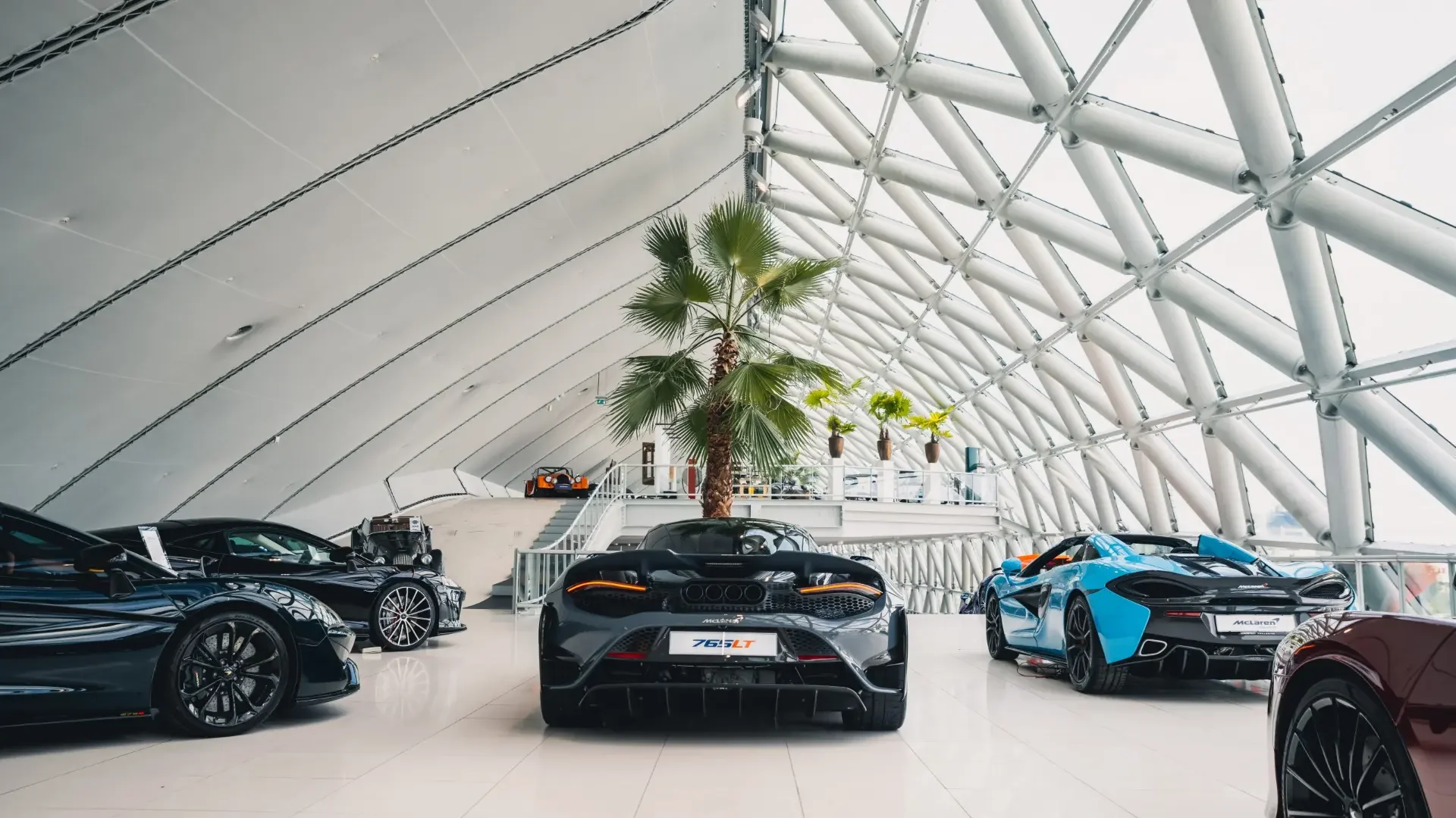 McLaren supercars in the Louwman Exclusive showroom in Utrecht, the venue for the official Tier¹ launch